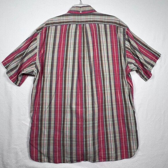 VTG Ralph Lauren MCMEEL Mens XL Button Up Red Gray Short Slv Dress Shirt w/Pony - Picture 3 of 13